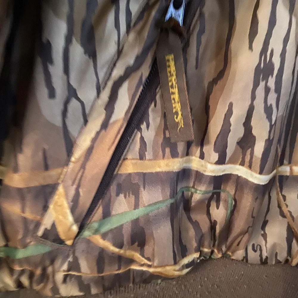 Herters Mens‎ Hunting Jacket Brown Green Camouflage Zipper Pockets 2XL Revers